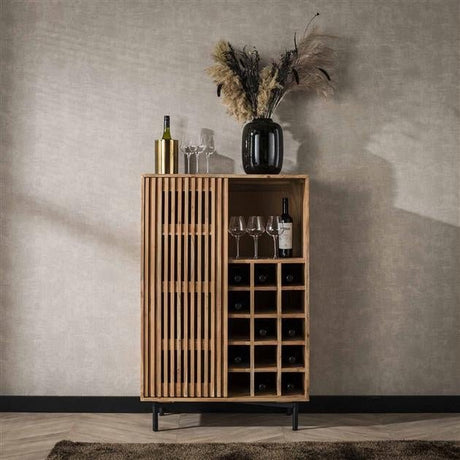 Wine cabinet Monja DH Interior Acacia LxWxH 130x88x52 Acacia wood Atmospheric photo front view