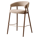 Bar stool bouclé sand Ryo - walnut look frame - Japandi