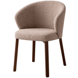 Taro sand-coloured bouclé dining chair – walnut-effect frame – Japandi
